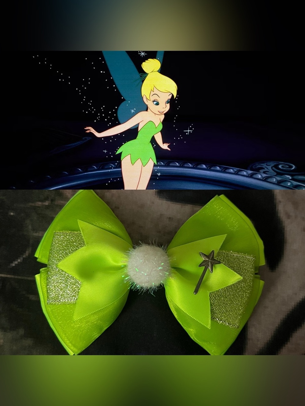 Disney Peter Pan Tinkerbell Fairy Inspired Bow